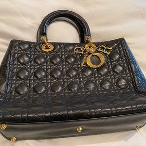 Christian Dior womens black leather handbag
